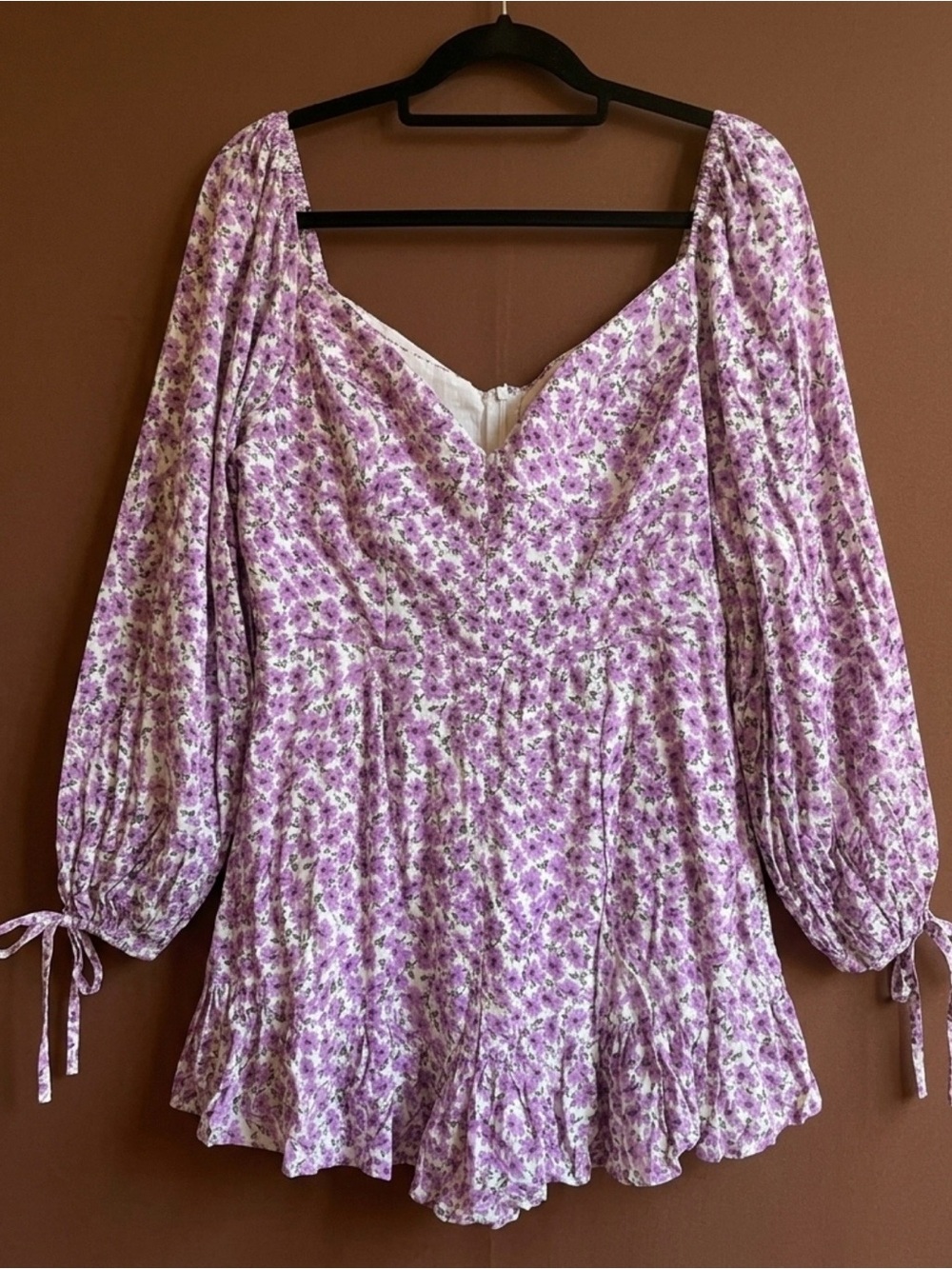 Luxxel Lavender Floral Long-Sleeve romper